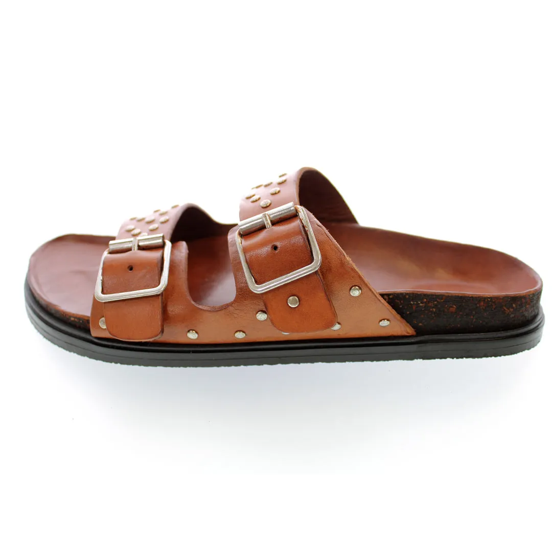 JANE TAN STUDDED SANDALS