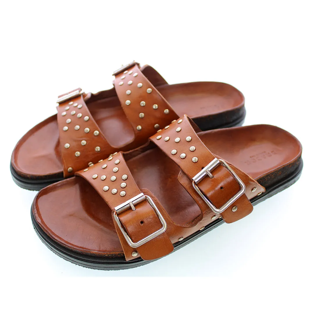 JANE TAN STUDDED SANDALS