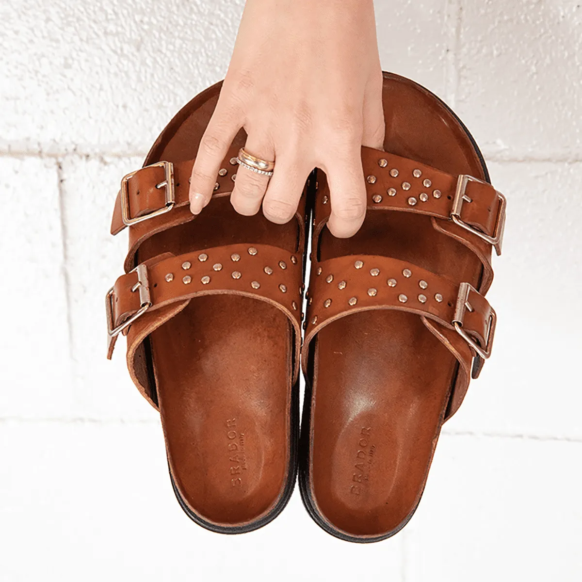 JANE TAN STUDDED SANDALS