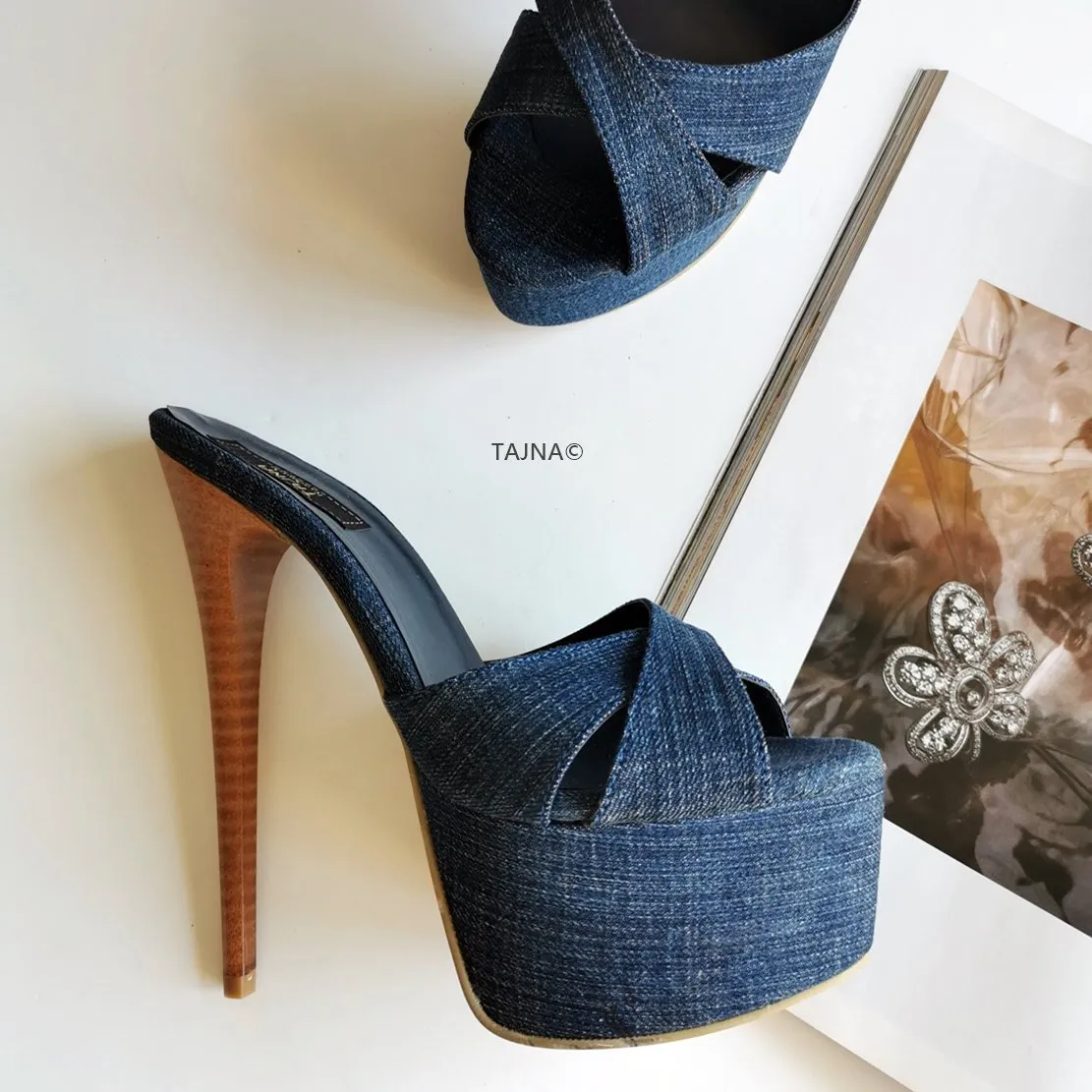 Jean Denim Platform Mules
