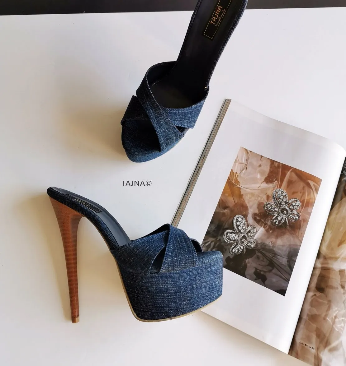 Jean Denim Platform Mules