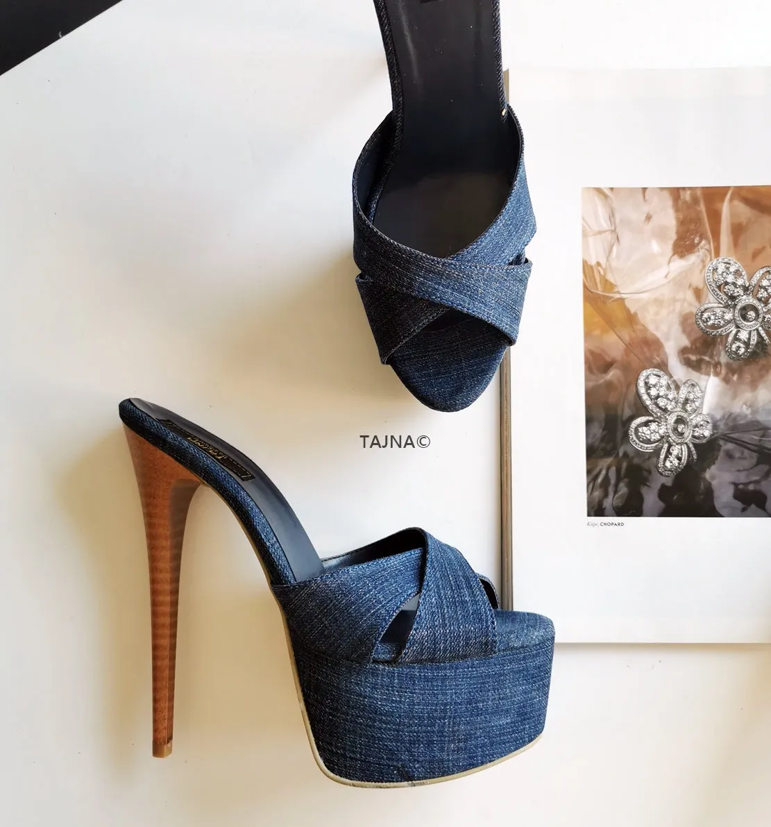 Jean Denim Platform Mules