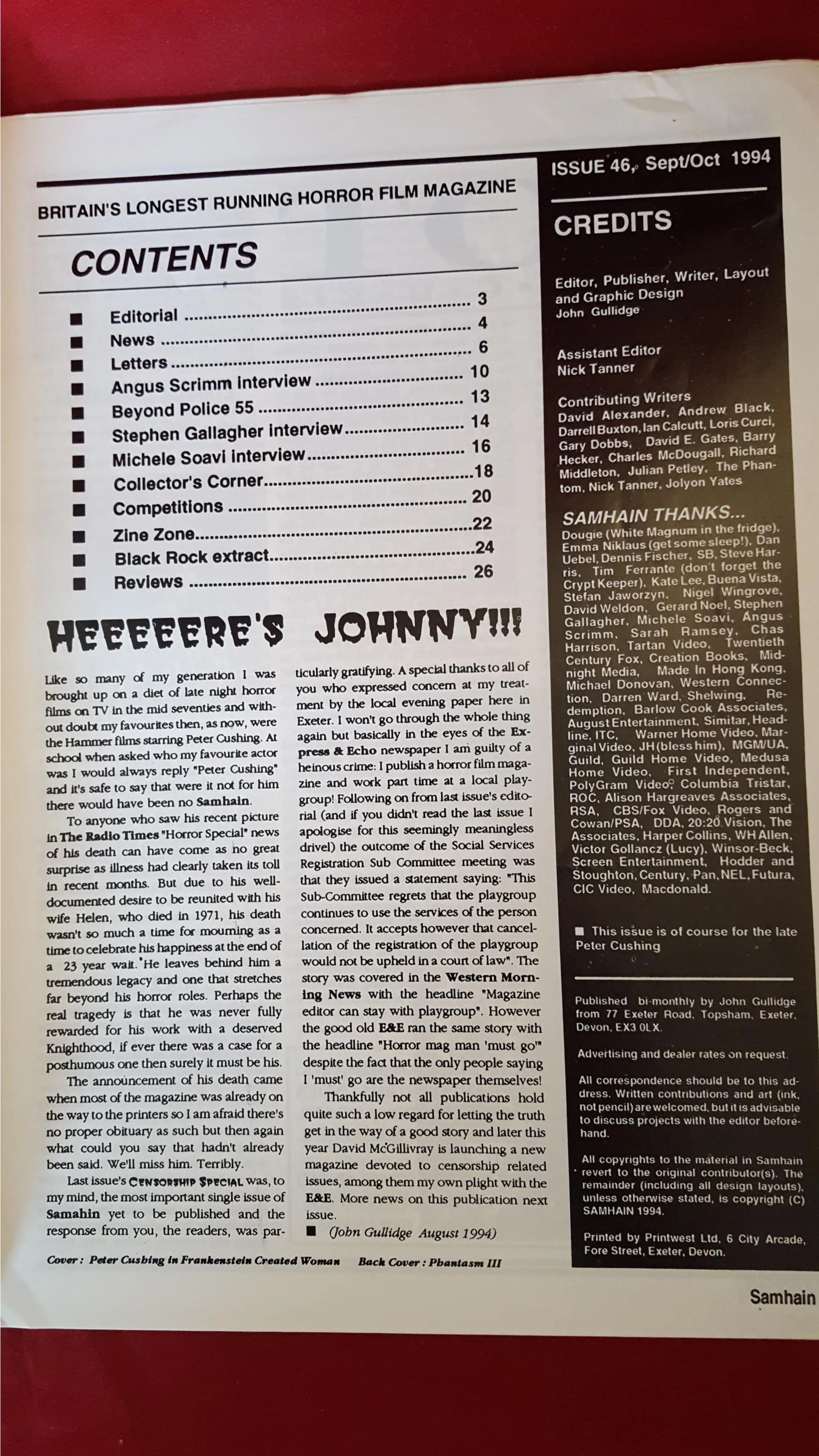 John Gullidge - Samhain, Issue 46, Sept/Oct 1994