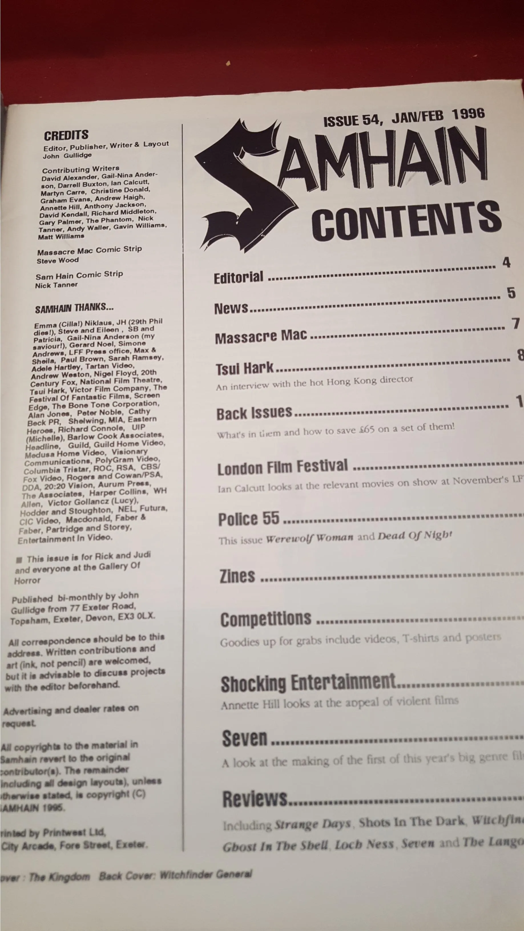 John Gullidge - Samhain, Issue 54, Jan/Feb 1996
