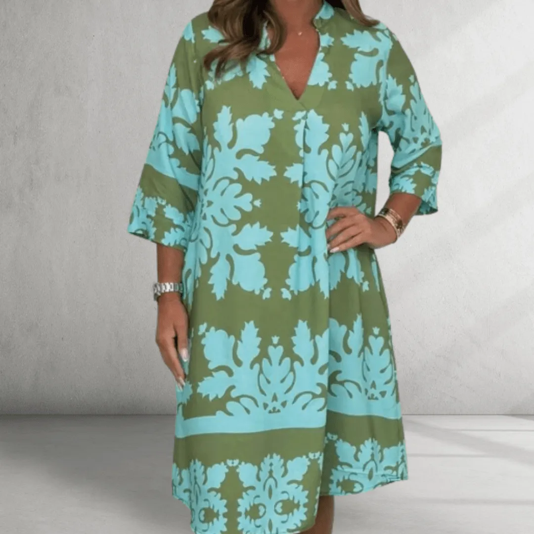 Knee-Length Dress – Bold Floral Print – Relaxed Summer Fit