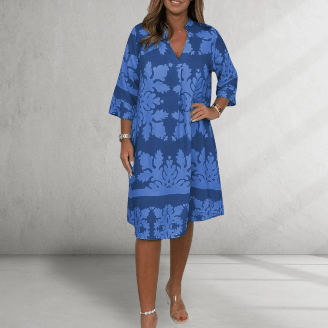 Knee-Length Dress – Bold Floral Print – Relaxed Summer Fit