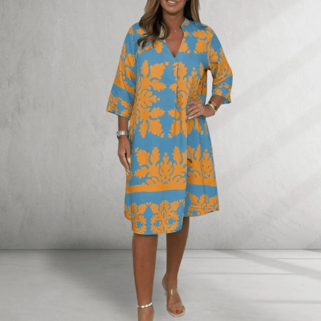 Knee-Length Dress – Bold Floral Print – Relaxed Summer Fit