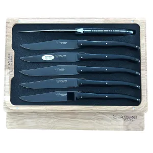Laguiole en Aubrac Handcrafted 6-Piece Steak Knife Set with Titanium Blades & Paper Stone Handles