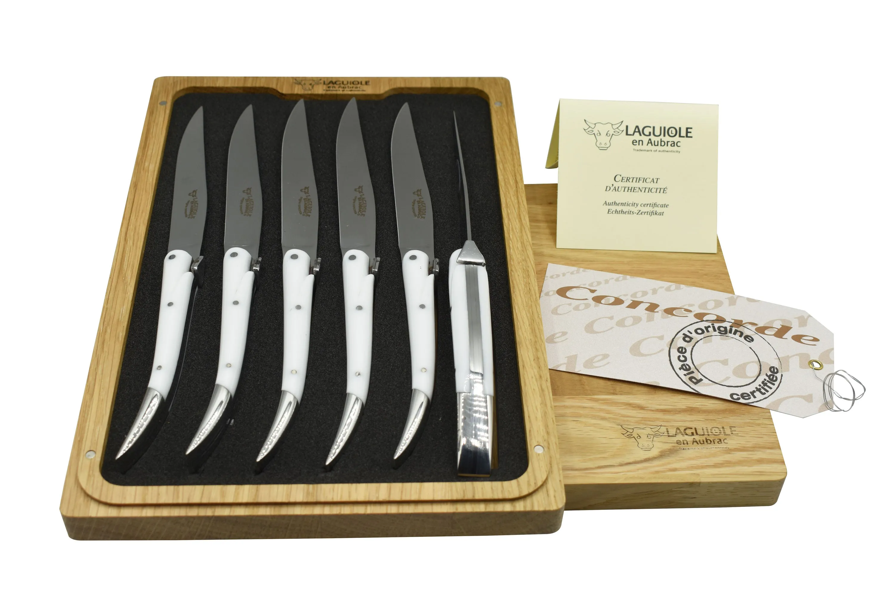 Laguiole en Aubrac Handcrafted Fully Forged Original Concorde 6-Piece Steak Knife Set