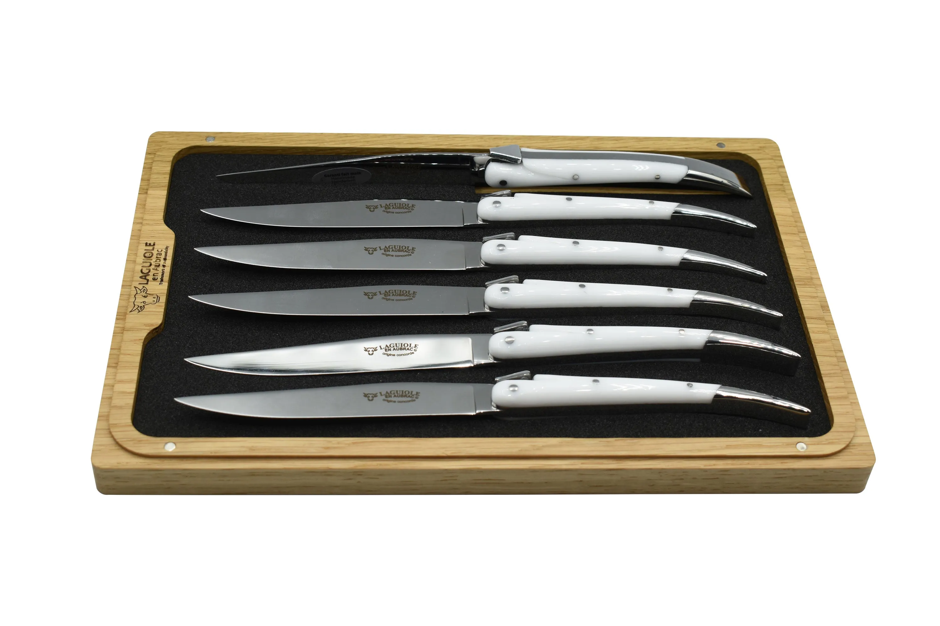 Laguiole en Aubrac Handcrafted Fully Forged Original Concorde 6-Piece Steak Knife Set
