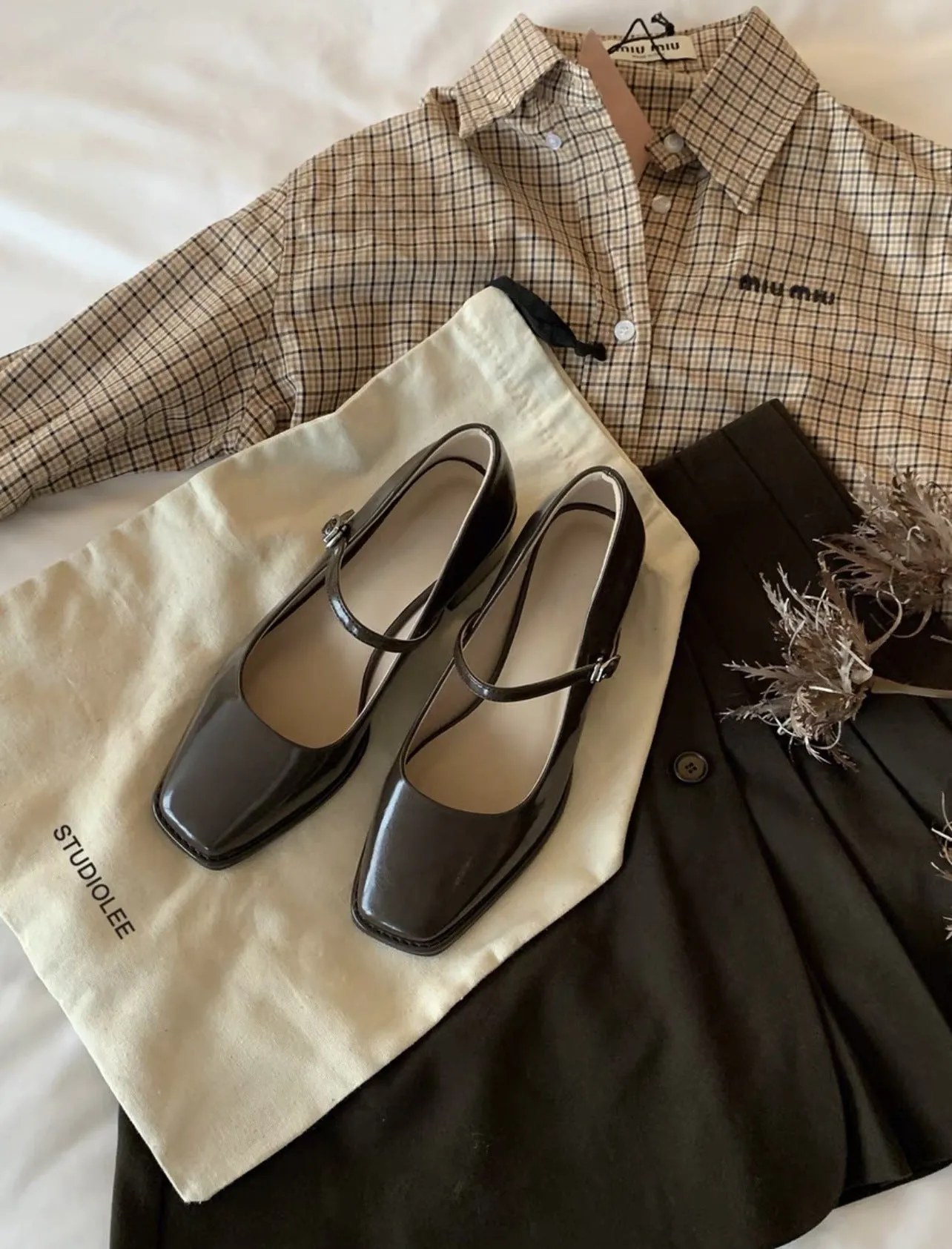 Leather Mary-Jane with Medium Heel