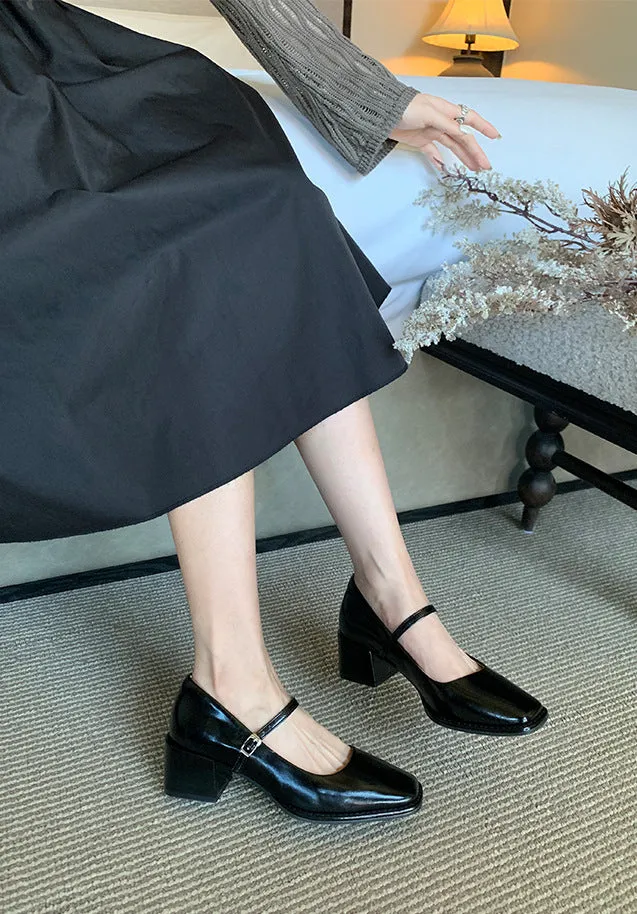 Leather Mary-Jane with Medium Heel