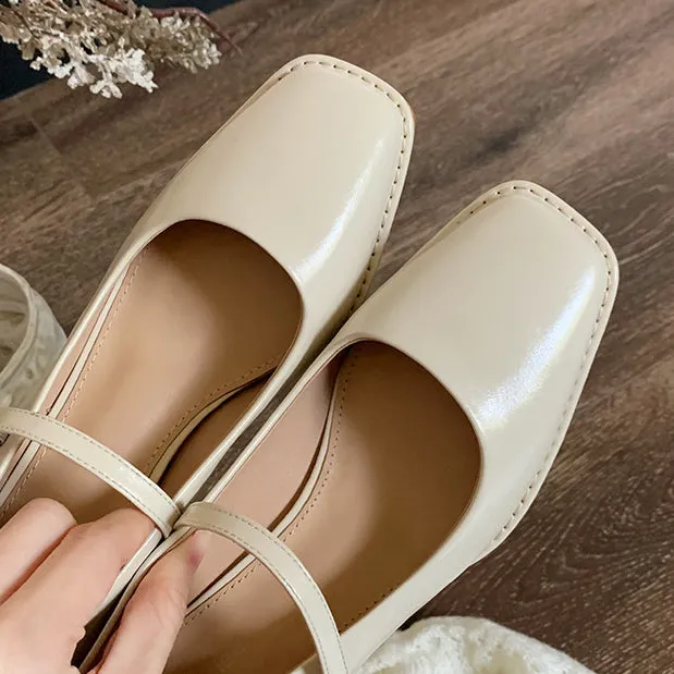 Leather Mary-Jane with Medium Heel