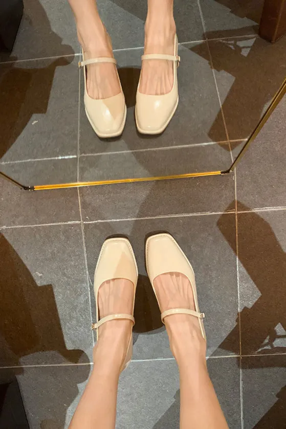 Leather Mary-Jane with Medium Heel