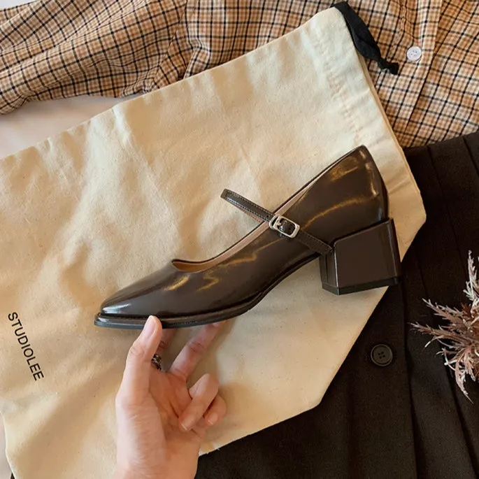Leather Mary-Jane with Medium Heel