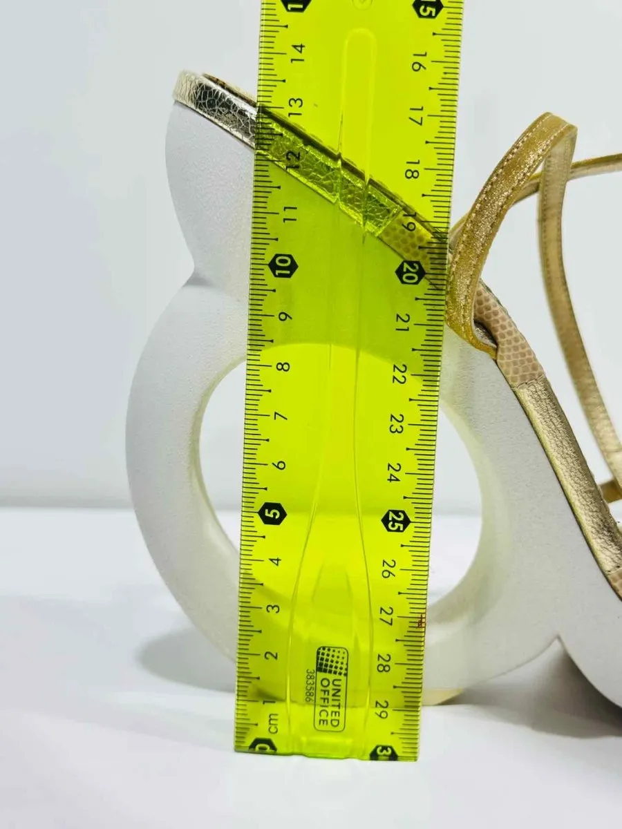 LOUIS VUITTON Gold & White Heeled Sandals 38.5
