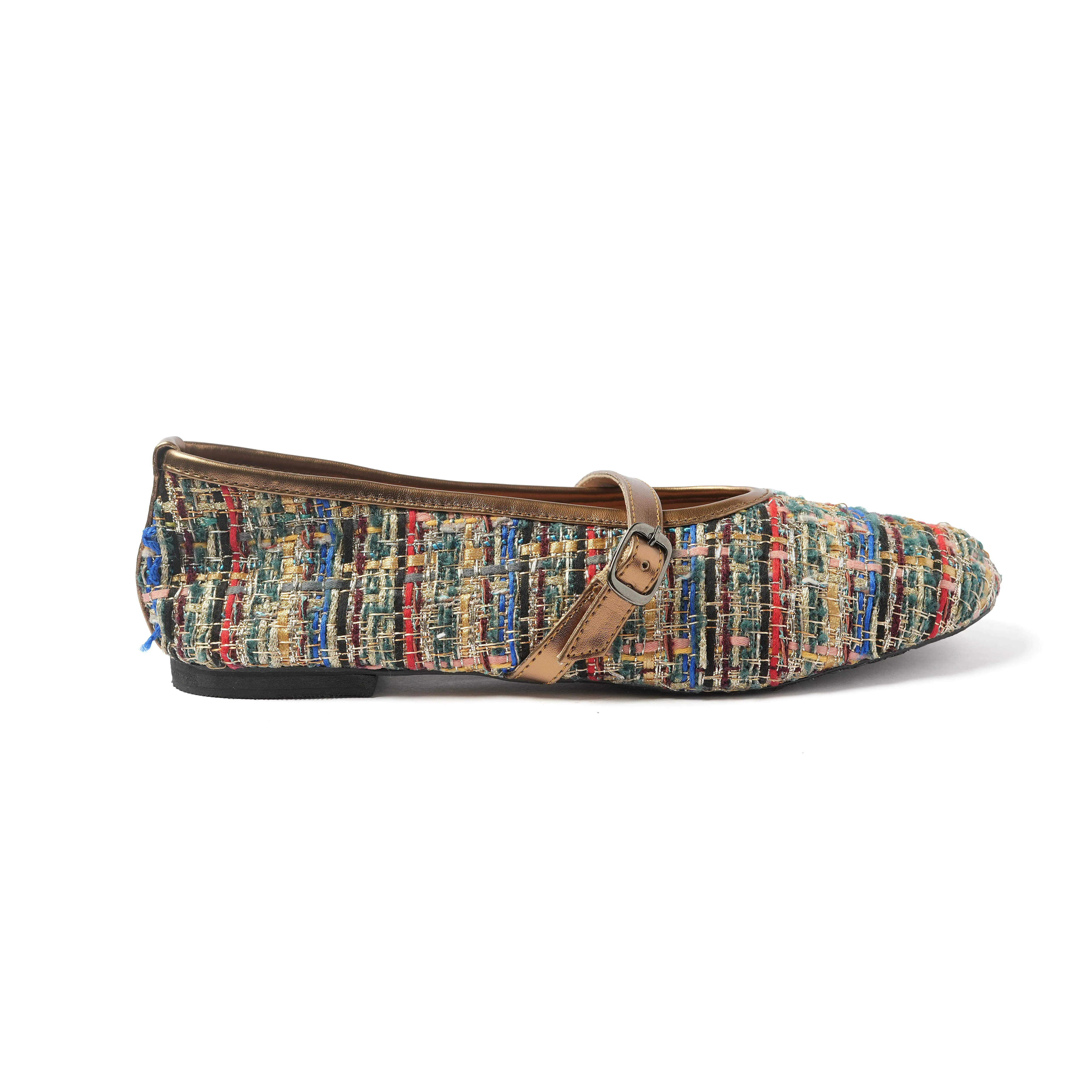 MARY JANES BALLET TWEED BRONZE GOLD