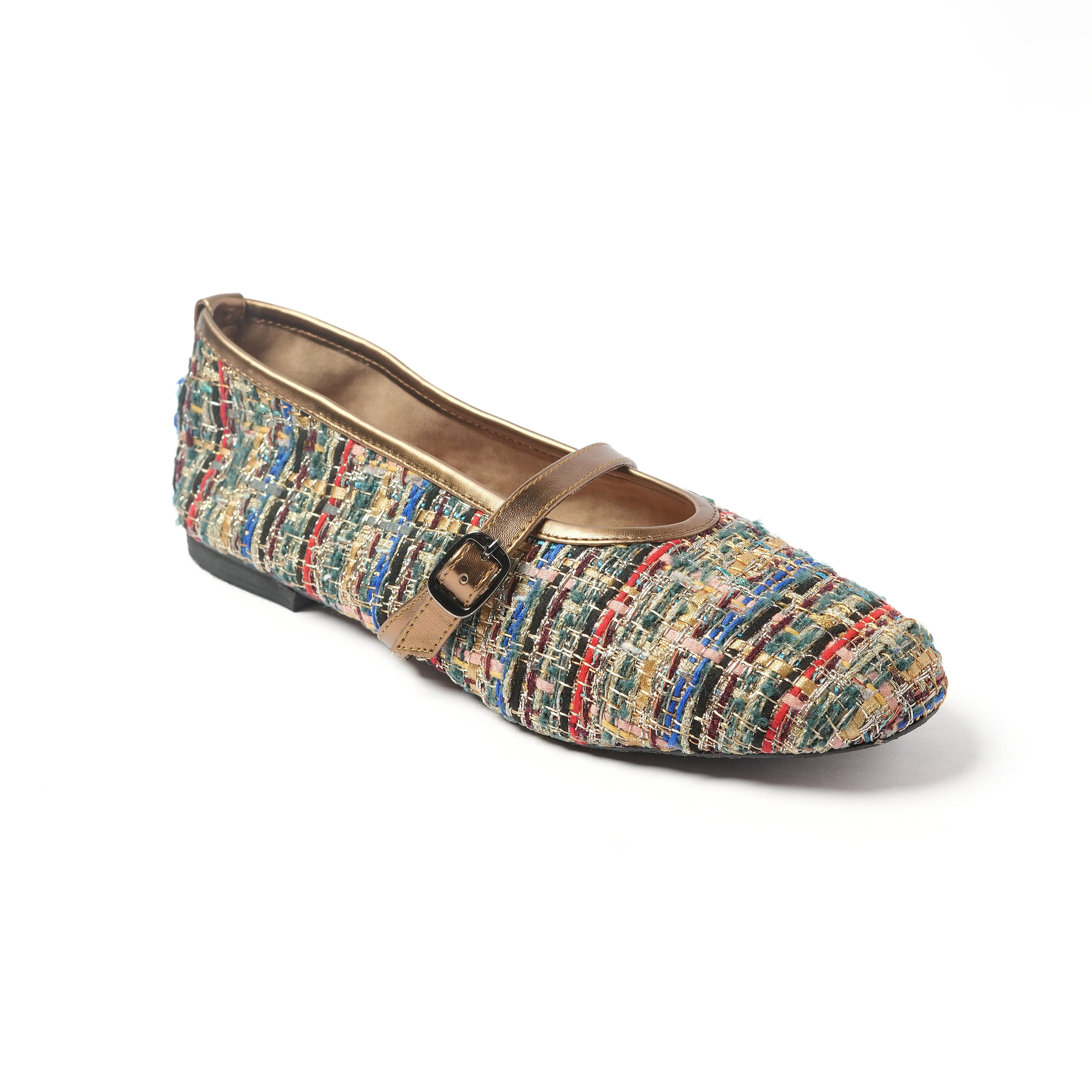 MARY JANES BALLET TWEED BRONZE GOLD