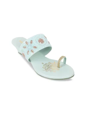 Mochi Ethnic Embellished One Toe Wedges