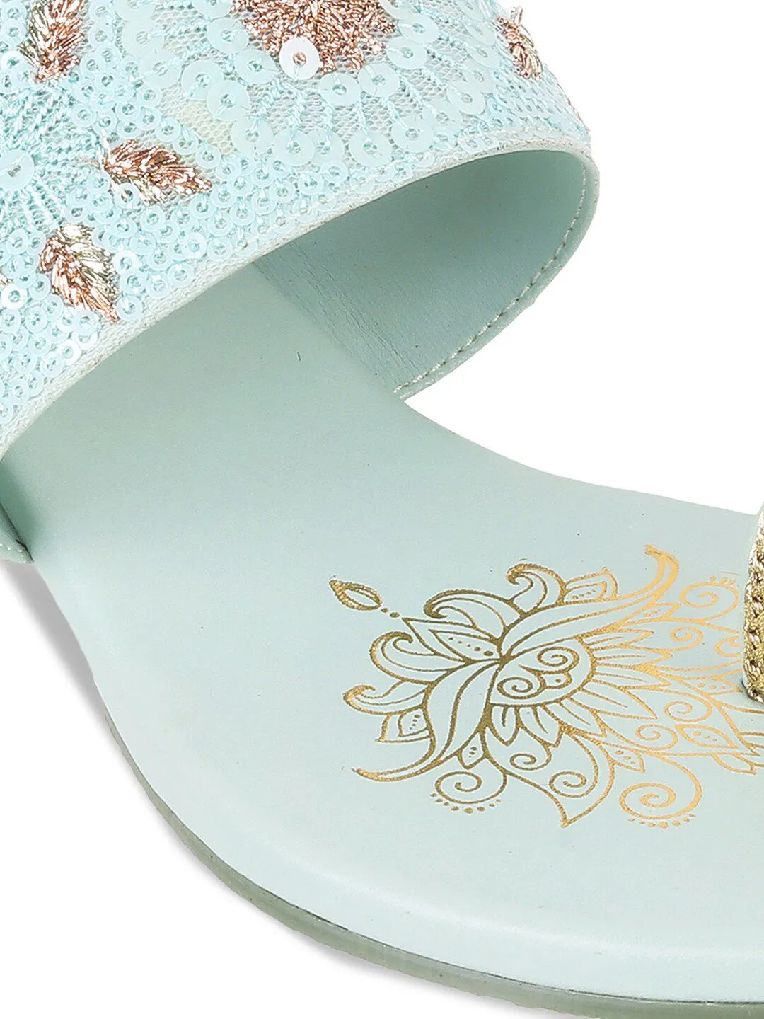 Mochi Ethnic Embellished One Toe Wedges