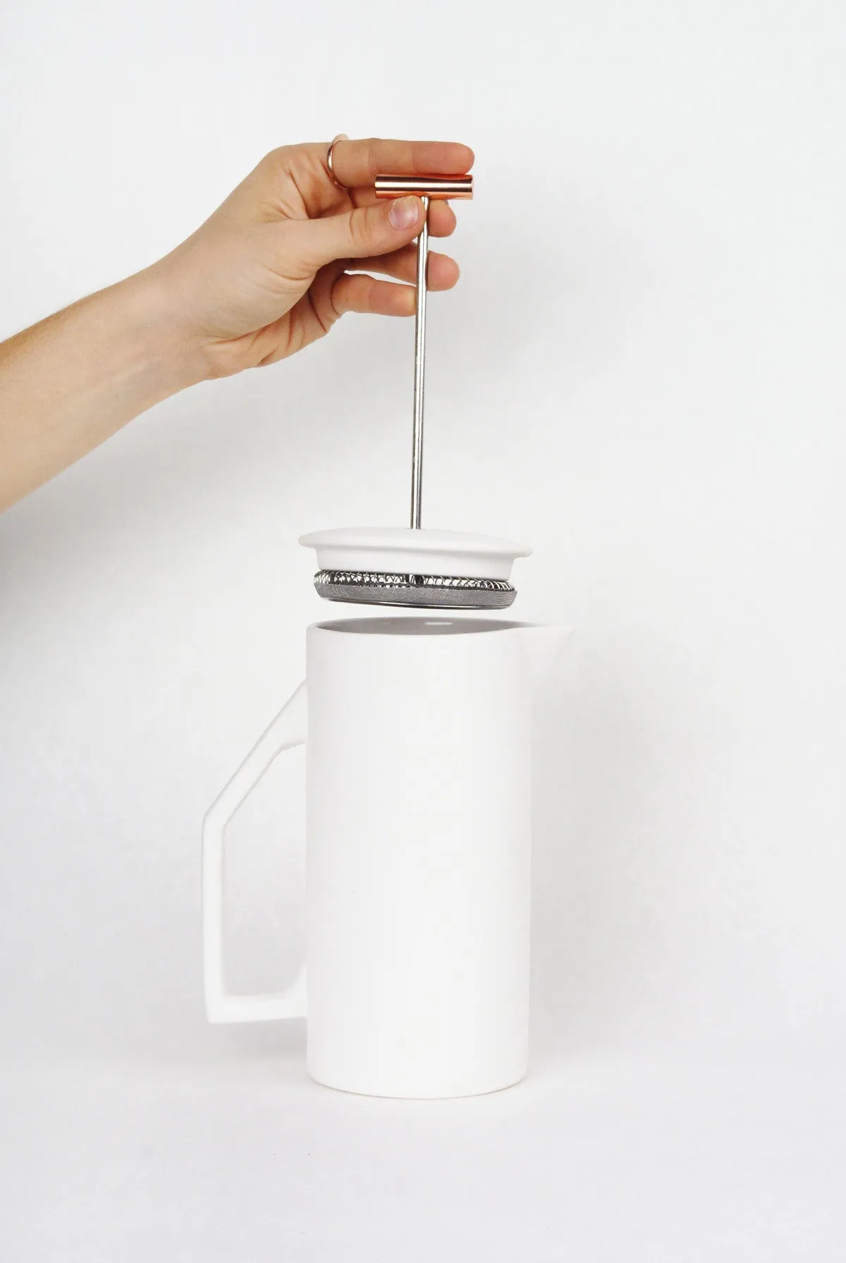 Modern White Copper Tip French Press 850 mL