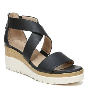Naturalizer SOUL Women's Goodtimes Crisscross Strappy Wedge Sandal Black Smooth 6.5M