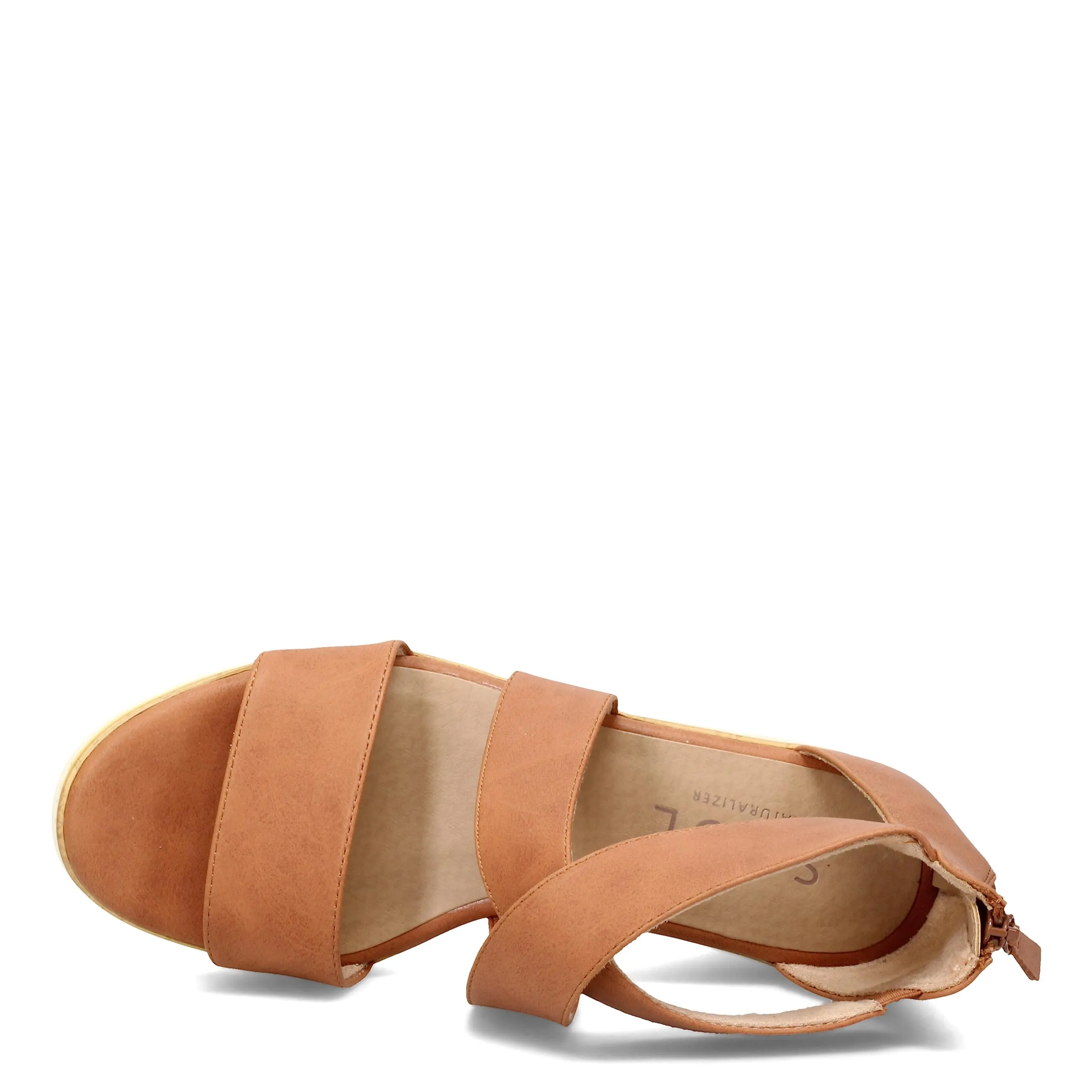 Naturalizer SOUL Women's Goodtimes Crisscross Strappy Wedge Sandal Toffee Brown Smooth 8.5M