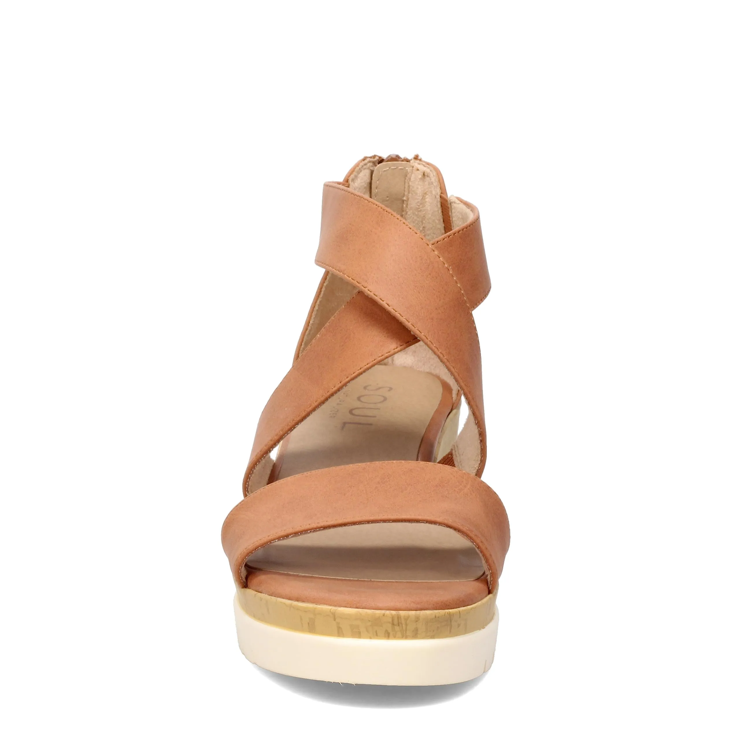 Naturalizer SOUL Women's Goodtimes Crisscross Strappy Wedge Sandal Toffee Brown Smooth 8.5M