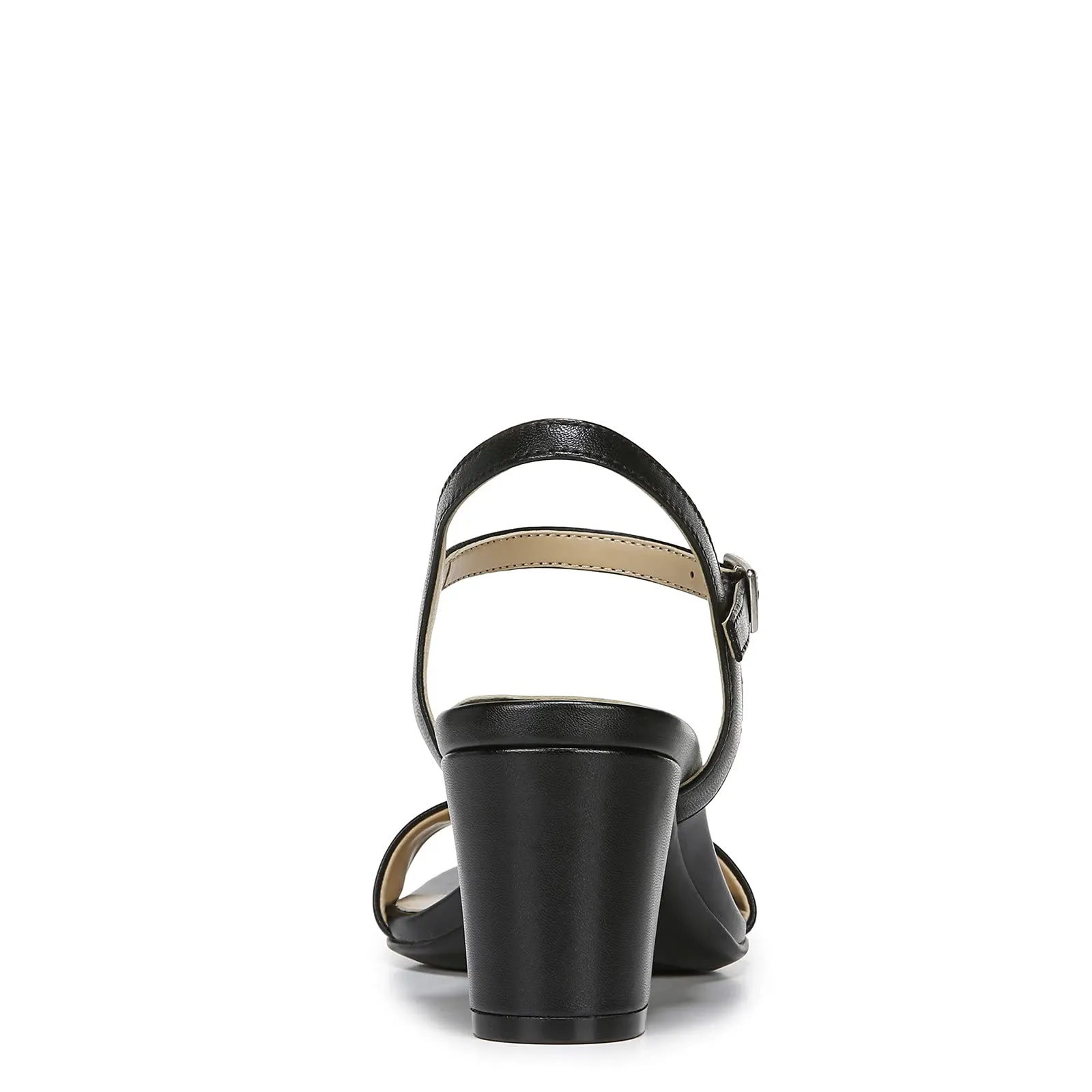 Naturalizer Womens Bristol Ankle Strap Chunky Block Heel Dress Sandal ,Black Smooth ,8W