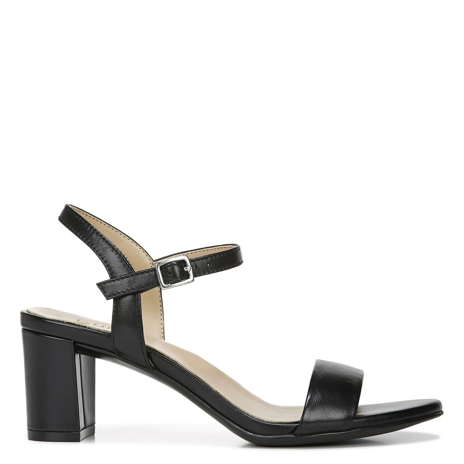Naturalizer Womens Bristol Ankle Strap Chunky Block Heel Dress Sandal ,Black Smooth ,8W