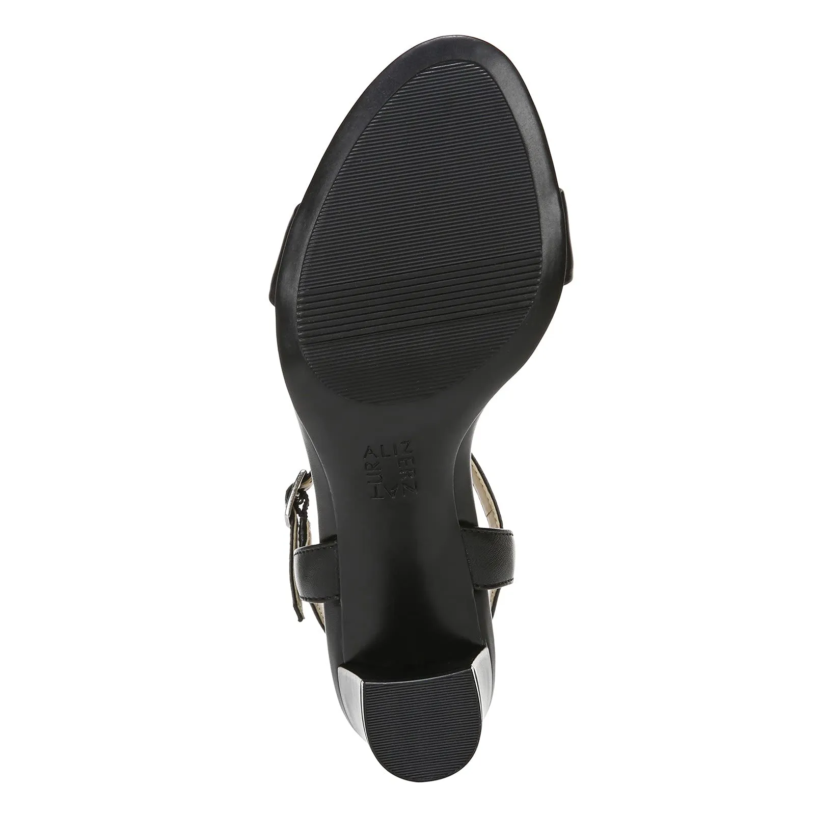 Naturalizer Womens Bristol Ankle Strap Chunky Block Heel Dress Sandal ,Black Smooth ,8W