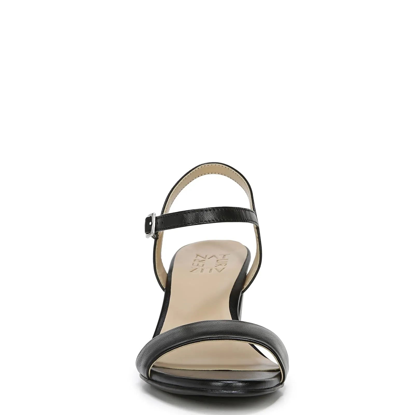 Naturalizer Womens Bristol Ankle Strap Chunky Block Heel Dress Sandal ,Black Smooth ,8W