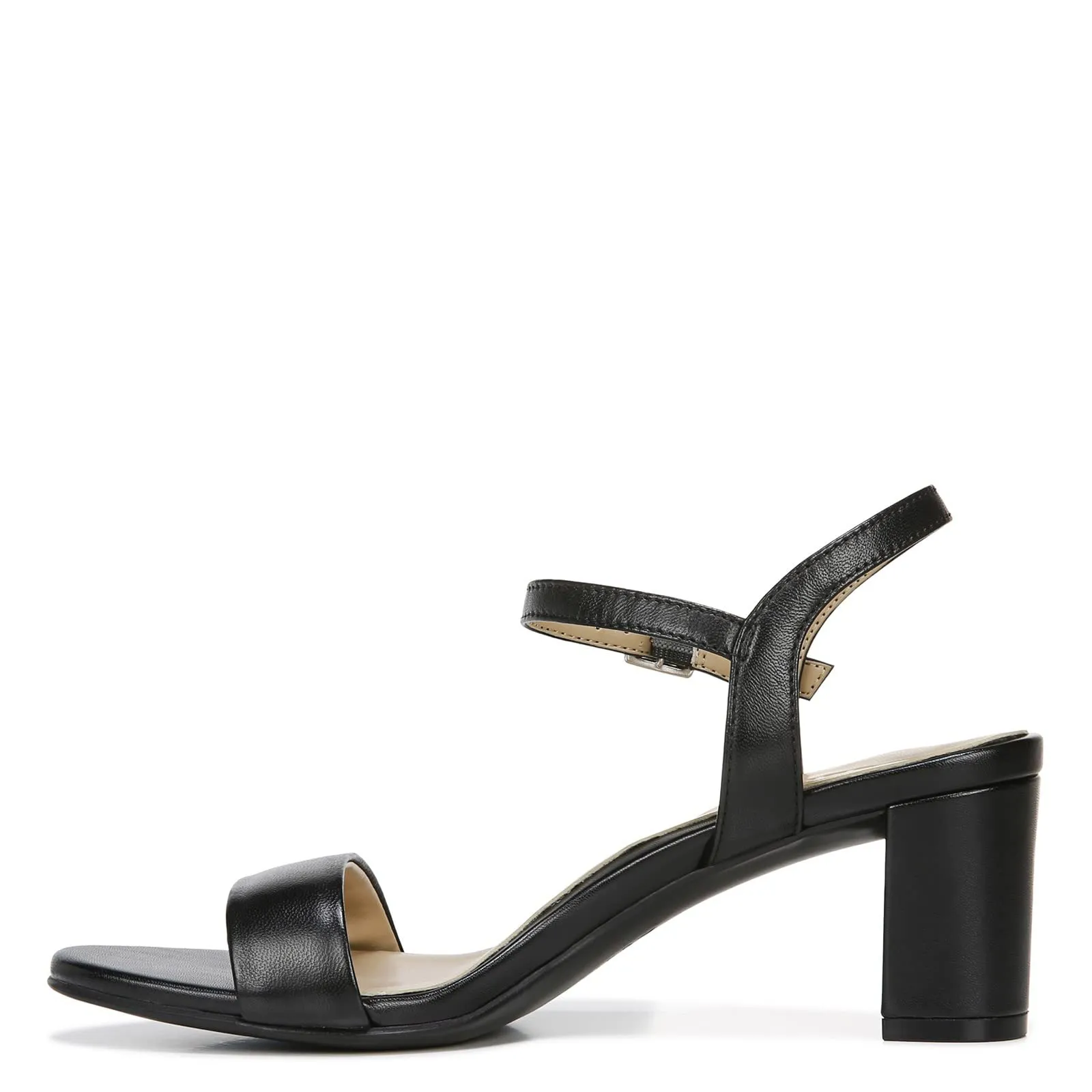 Naturalizer Womens Bristol Ankle Strap Chunky Block Heel Dress Sandal ,Black Smooth ,8W