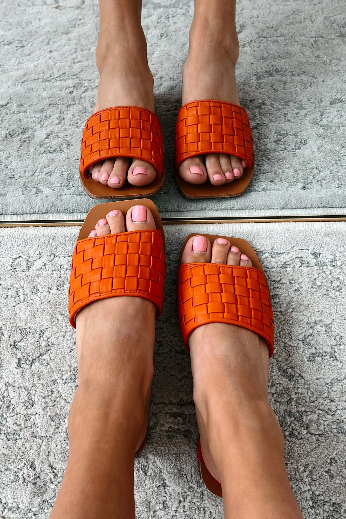 Never Going Back Woven Slide Sandals (Orange)
