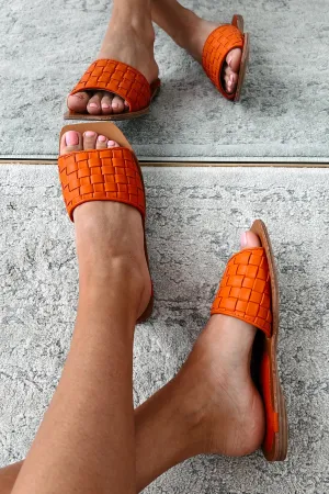 Never Going Back Woven Slide Sandals (Orange)