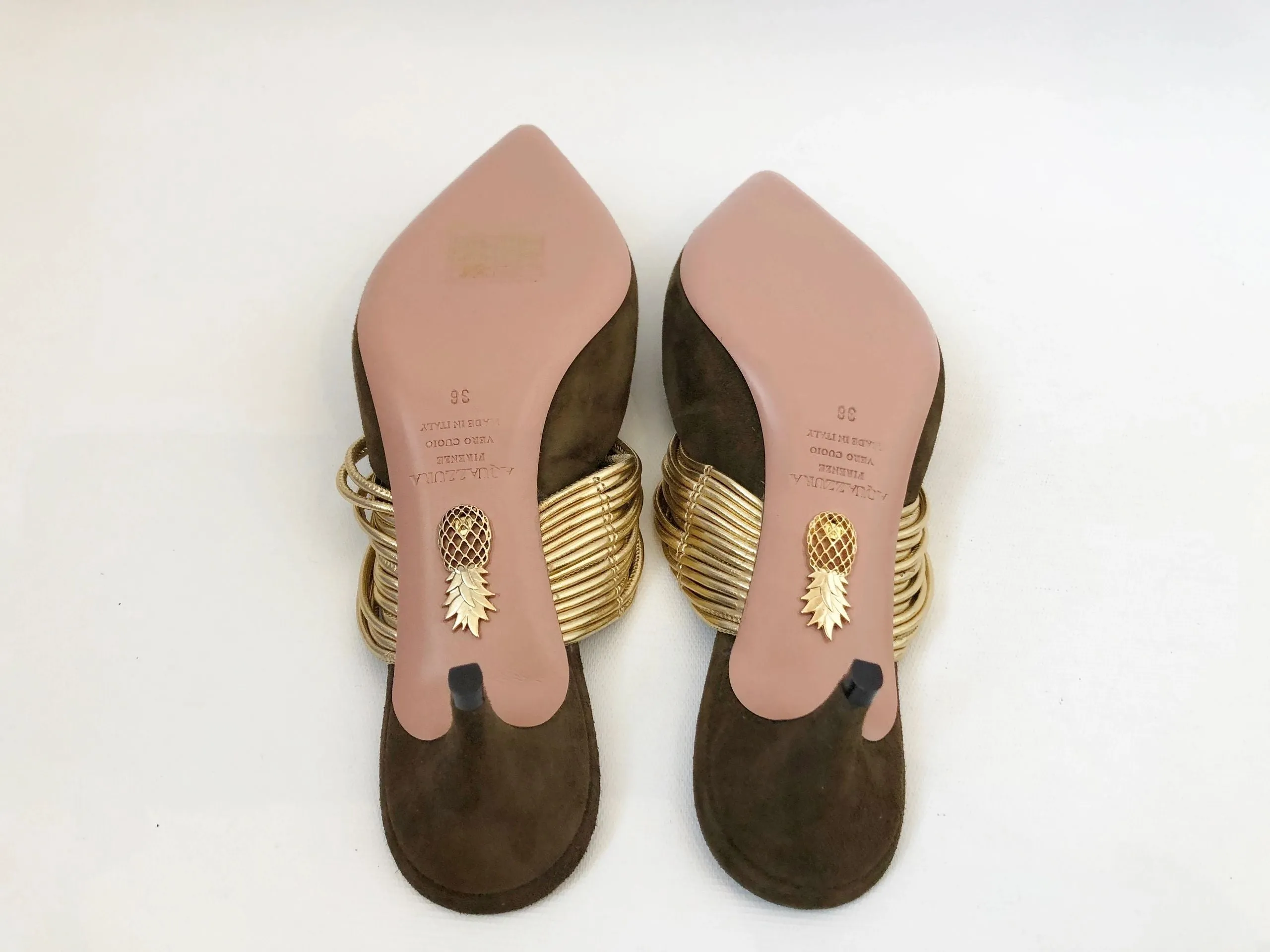 NEW Aquazzura Suede Rendezvous Mules Size 38 It (8 Us)
