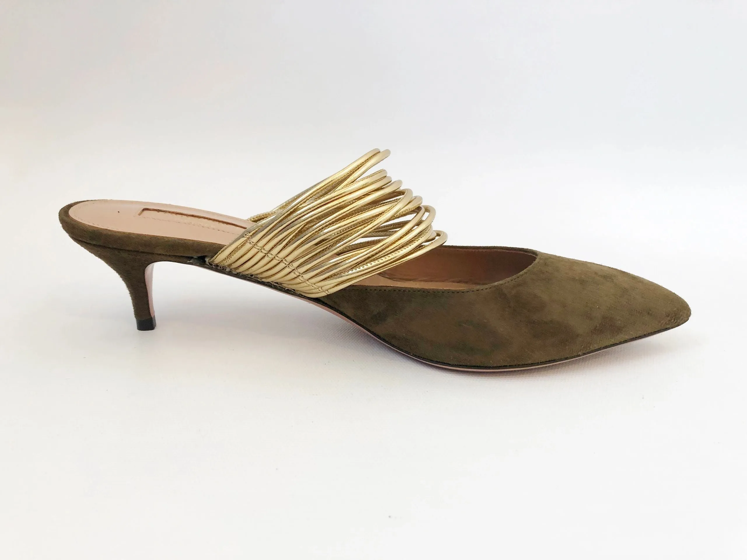 NEW Aquazzura Suede Rendezvous Mules Size 38 It (8 Us)