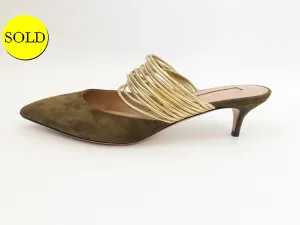 NEW Aquazzura Suede Rendezvous Mules Size 38 It (8 Us)