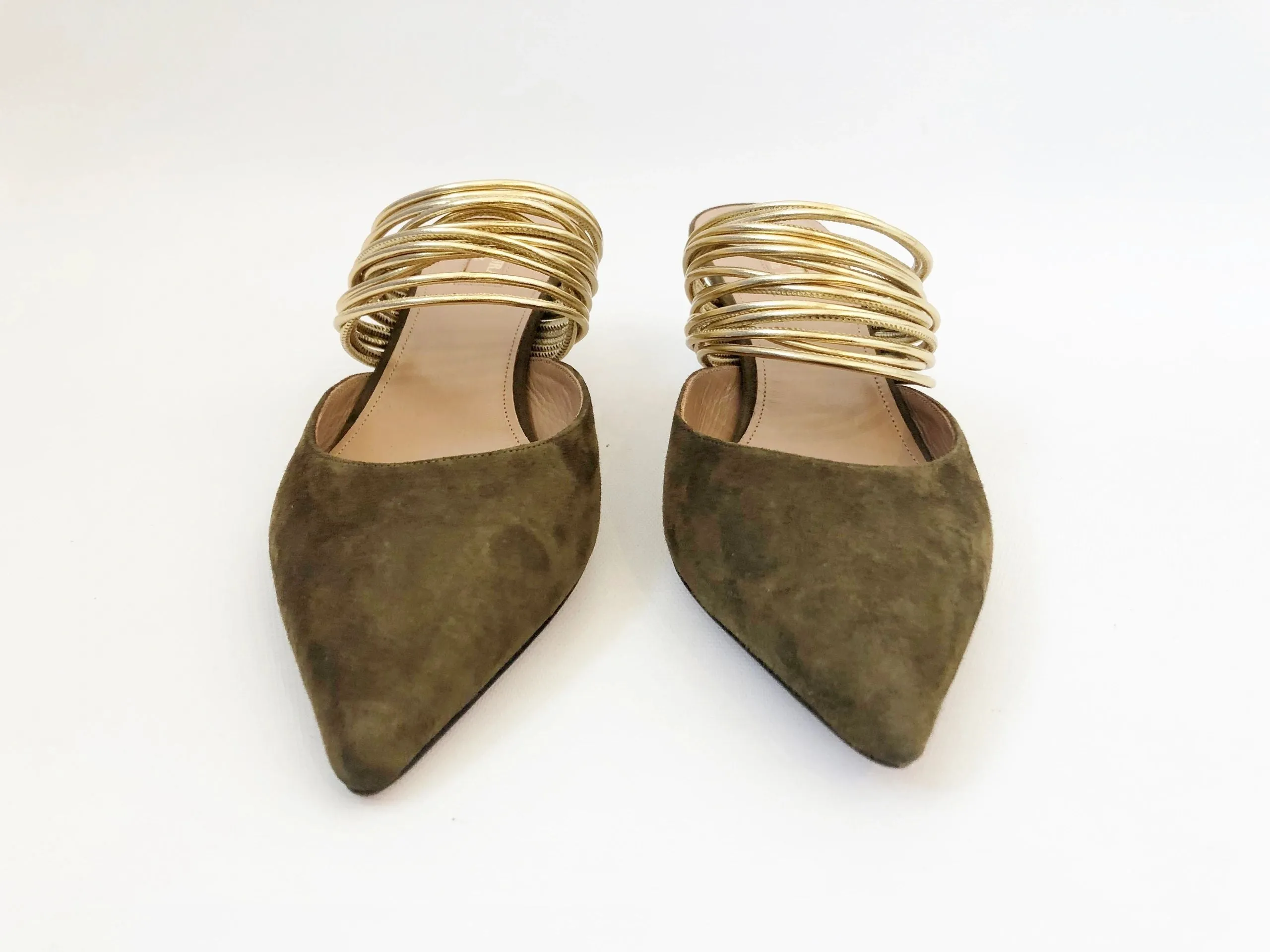NEW Aquazzura Suede Rendezvous Mules Size 38 It (8 Us)