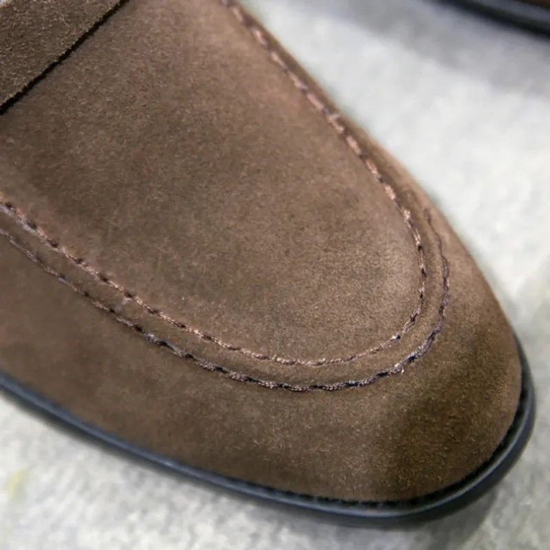 New Flats Men Large Size Solid Suede Casual Shoes Soft Fashion Loafers Slip-on Male Lightweight Driving Flat Heel Footwear