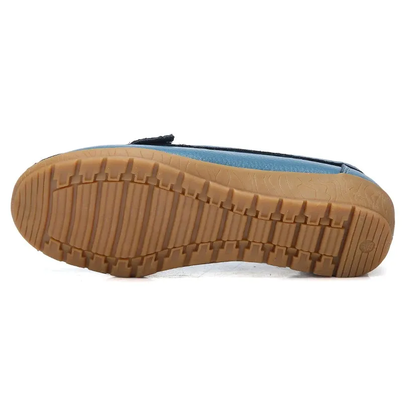 New Women's Flats – Genuine Leather Soft Boat Shoes, Non-Slip Sturdy Sole, Comfortable Loafers, Available in Big Sizes