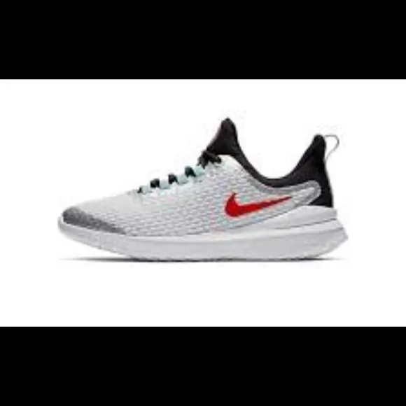 Nike Youth Renew Running Sneaker Rival White Silver Shoe Red Swoosh Size 7