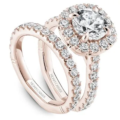 Noam Carver Large Halo Diamond Engagement Ring with a Euro Shank