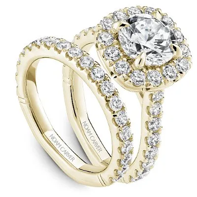 Noam Carver Large Halo Diamond Engagement Ring with a Euro Shank