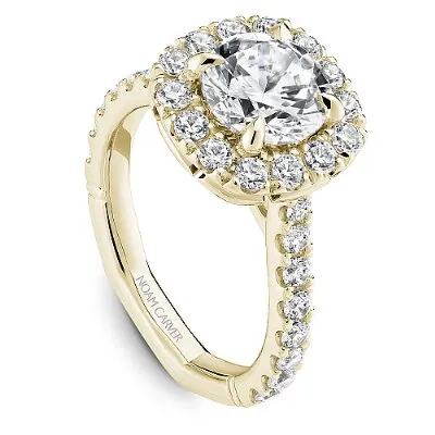 Noam Carver Large Halo Diamond Engagement Ring with a Euro Shank