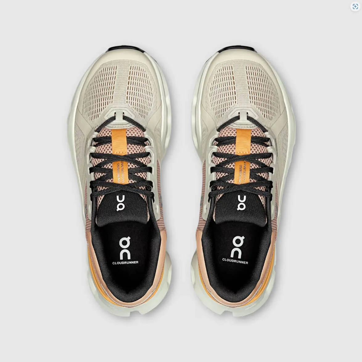 On Women's Cloudrunner 2 Shoes - Pearl / Tangerine