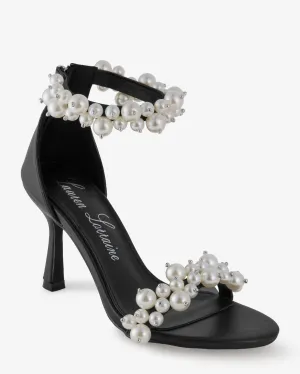 Pearl Ankle Strap Heel Black