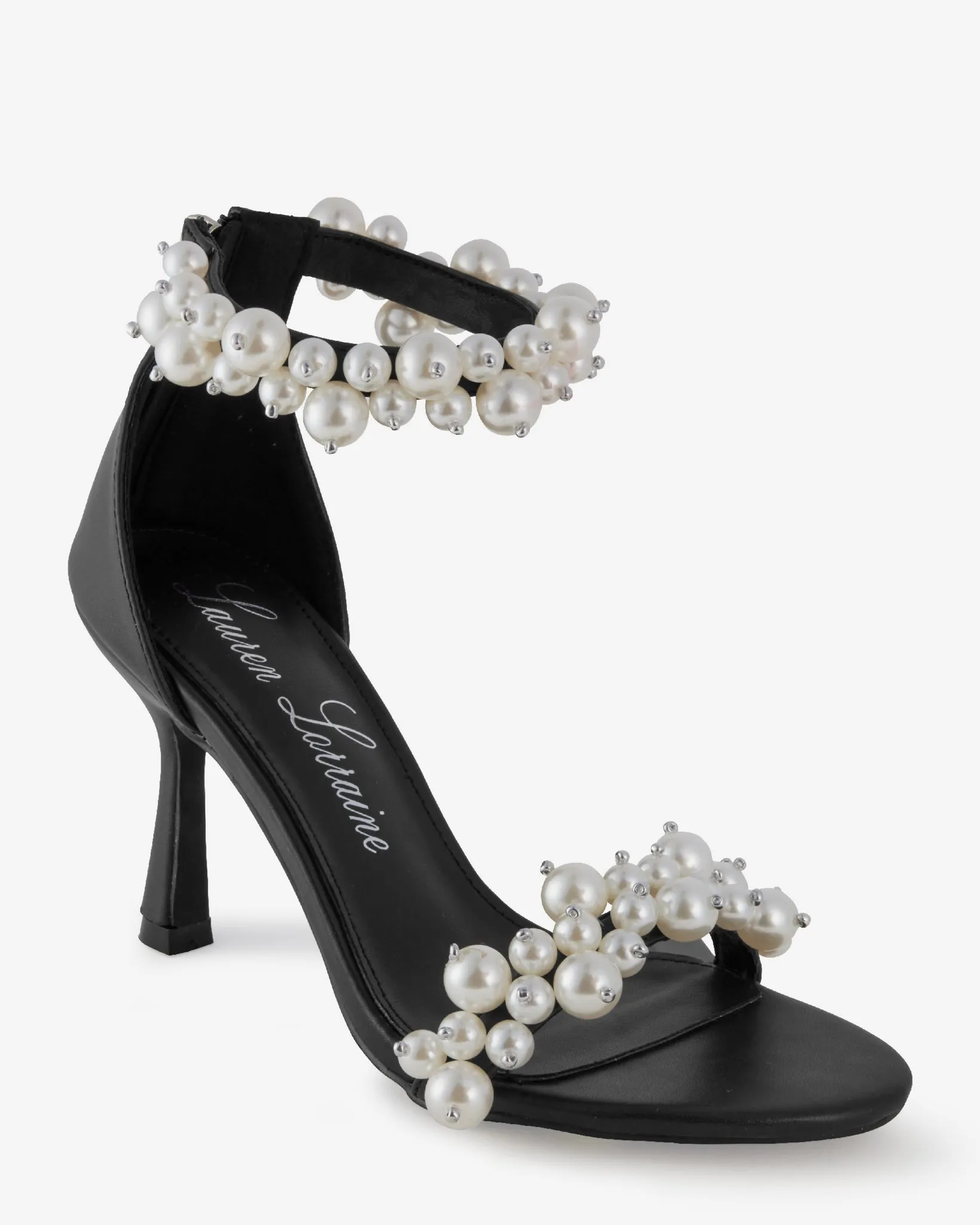 Pearl Ankle Strap Heel Black