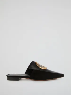 Phaius Black Leather Ring Mules