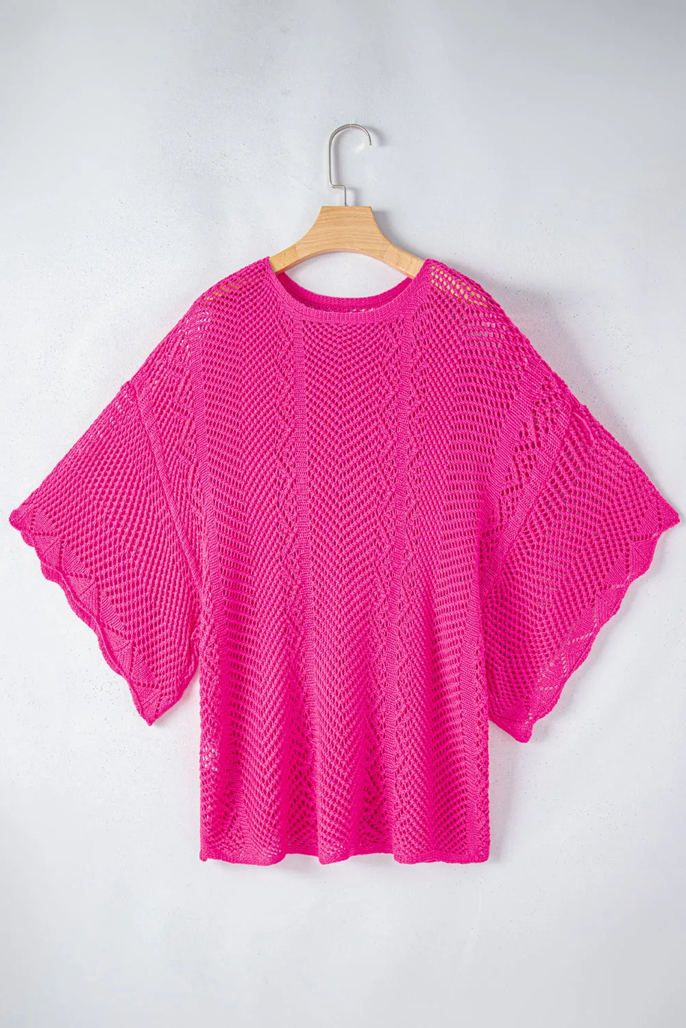 Pink Knit Scallop Edge Top